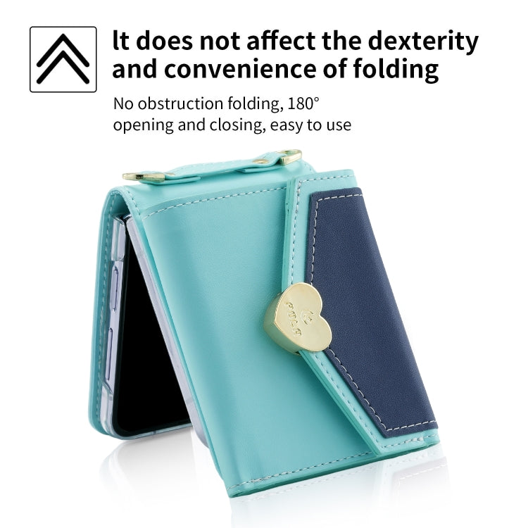 For Samsung Galaxy Z Flip5 POLA Color Block Love Buckle Multi-Card Slots Wallet Phone Case