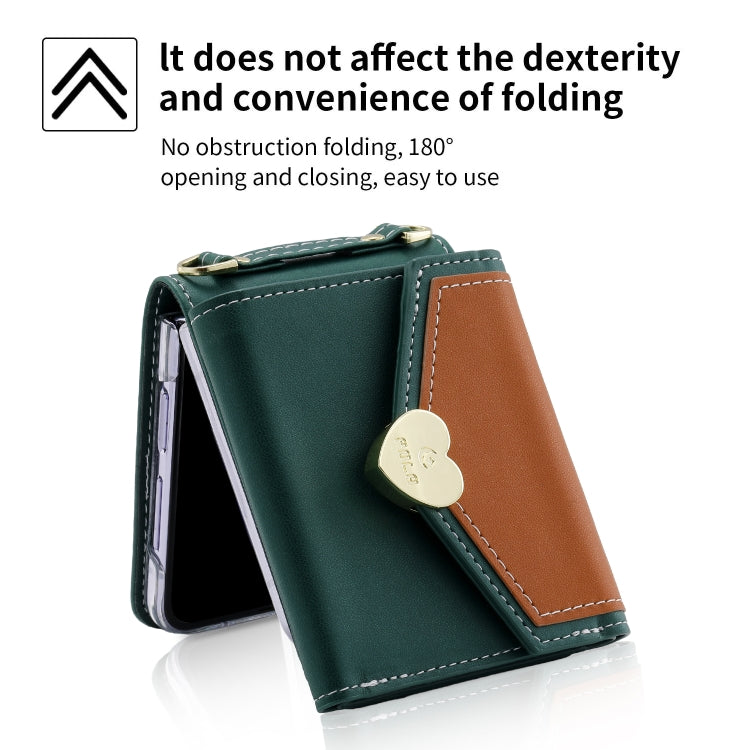 For Samsung Galaxy Z Flip5 POLA Color Block Love Buckle Multi-Card Slots Wallet Phone Case