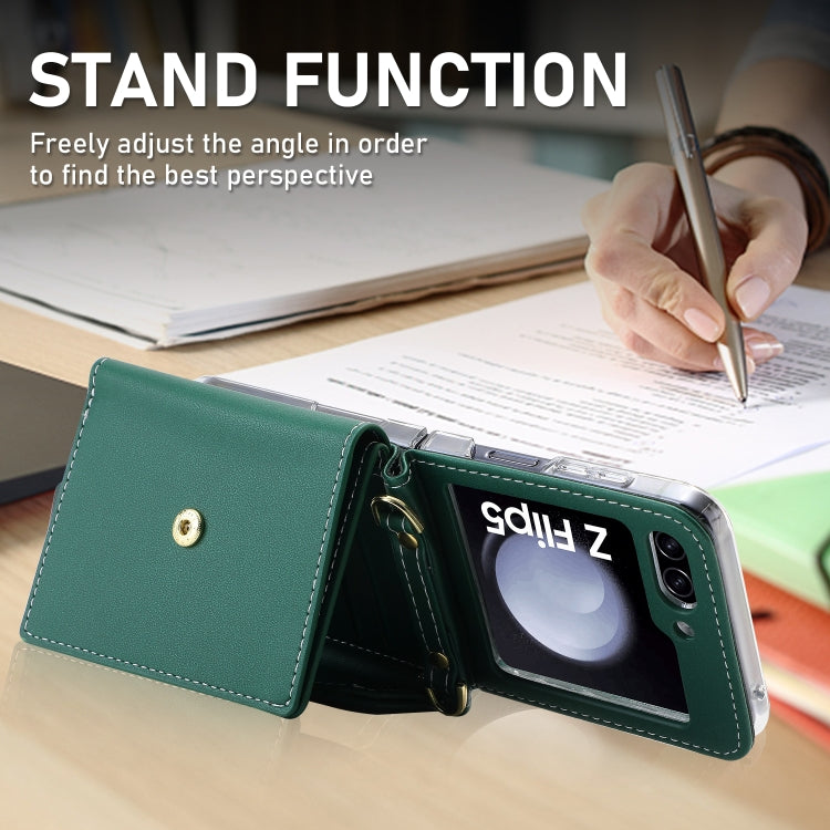 For Samsung Galaxy Z Flip5 POLA Color Block Love Buckle Multi-Card Slots Wallet Phone Case