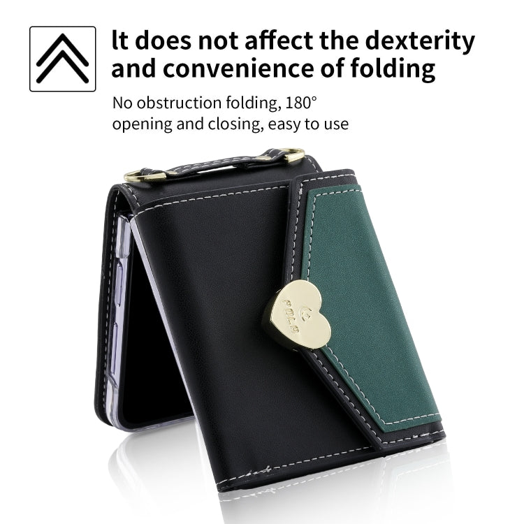 For Samsung Galaxy Z Flip5 POLA Color Block Love Buckle Multi-Card Slots Wallet Phone Case