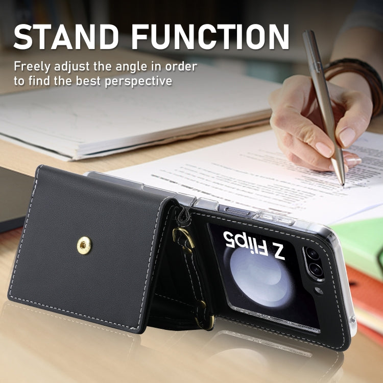 For Samsung Galaxy Z Flip5 POLA Color Block Love Buckle Multi-Card Slots Wallet Phone Case