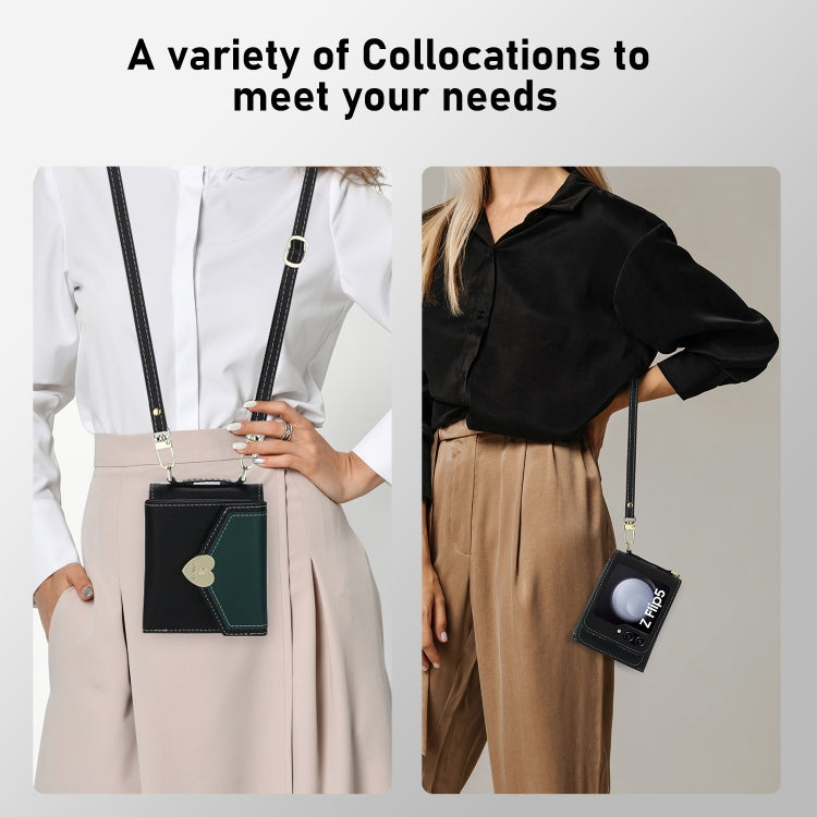 For Samsung Galaxy Z Flip5 POLA Color Block Love Buckle Multi-Card Slots Wallet Phone Case