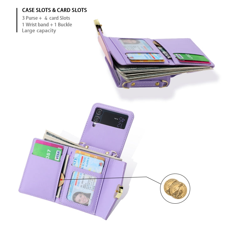 For Samsung Galaxy Z Flip3 5G POLA Color Block Love Buckle Multi-Card Slots Wallet Phone Case