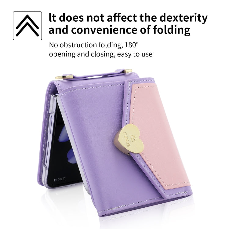 For Samsung Galaxy Z Flip3 5G POLA Color Block Love Buckle Multi-Card Slots Wallet Phone Case
