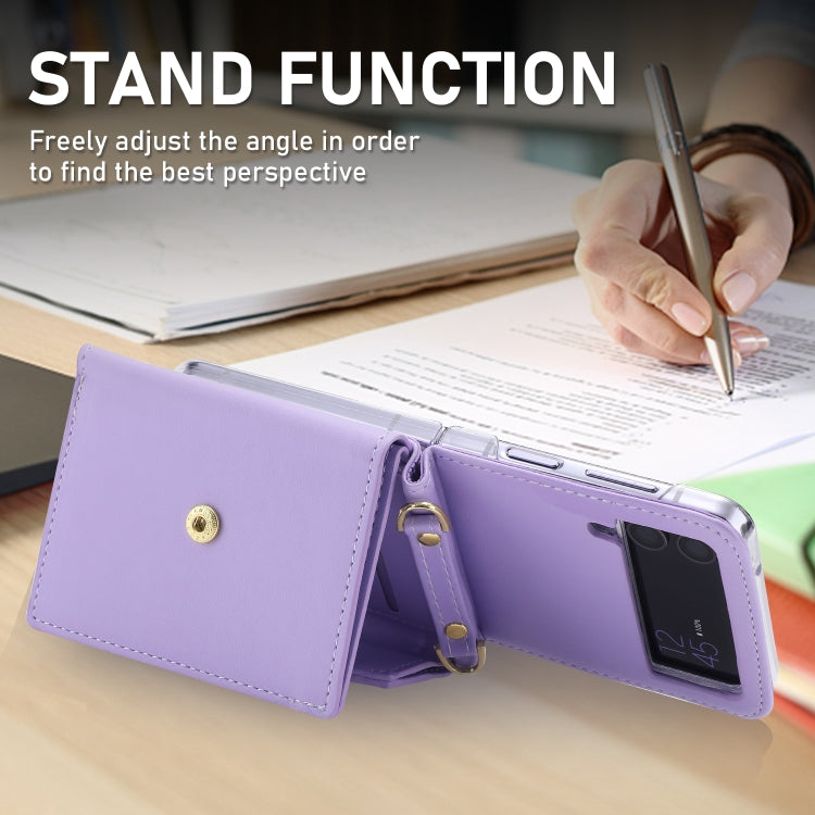 For Samsung Galaxy Z Flip3 5G POLA Color Block Love Buckle Multi-Card Slots Wallet Phone Case