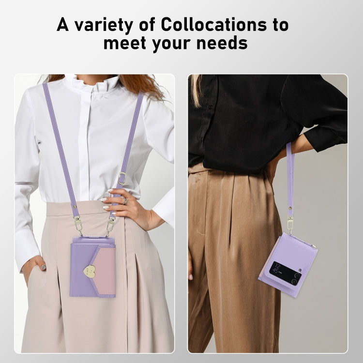 For Samsung Galaxy Z Flip3 5G POLA Color Block Love Buckle Multi-Card Slots Wallet Phone Case