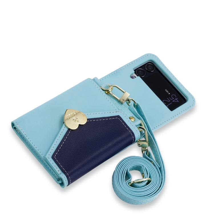 For Samsung Galaxy Z Flip3 5G POLA Color Block Love Buckle Multi-Card Slots Wallet Phone Case