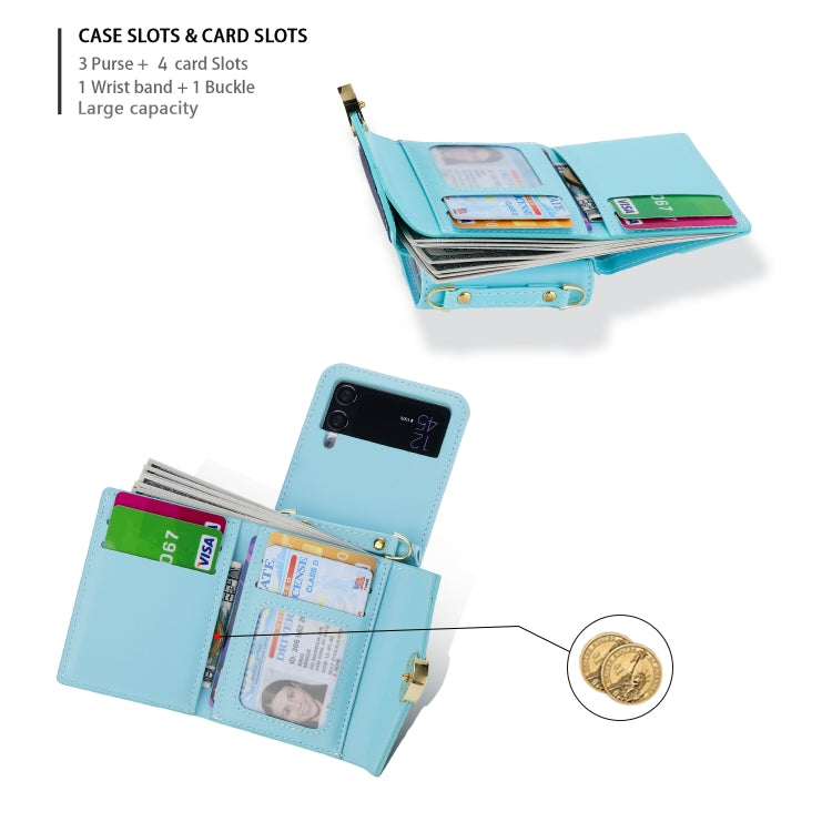 For Samsung Galaxy Z Flip3 5G POLA Color Block Love Buckle Multi-Card Slots Wallet Phone Case