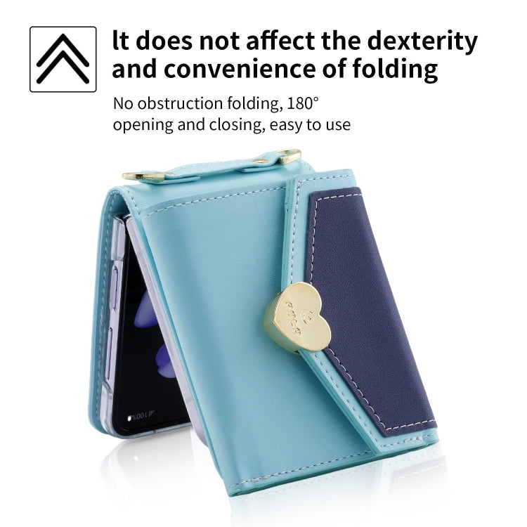 For Samsung Galaxy Z Flip3 5G POLA Color Block Love Buckle Multi-Card Slots Wallet Phone Case