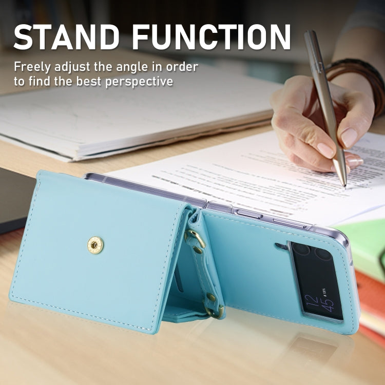 For Samsung Galaxy Z Flip3 5G POLA Color Block Love Buckle Multi-Card Slots Wallet Phone Case