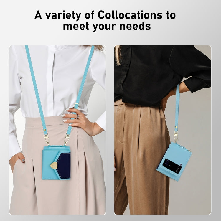For Samsung Galaxy Z Flip3 5G POLA Color Block Love Buckle Multi-Card Slots Wallet Phone Case