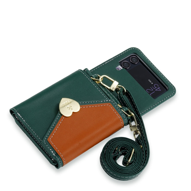 For Samsung Galaxy Z Flip3 5G POLA Color Block Love Buckle Multi-Card Slots Wallet Phone Case