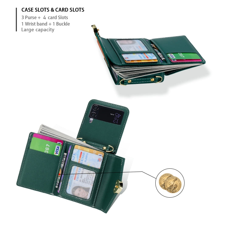 For Samsung Galaxy Z Flip3 5G POLA Color Block Love Buckle Multi-Card Slots Wallet Phone Case