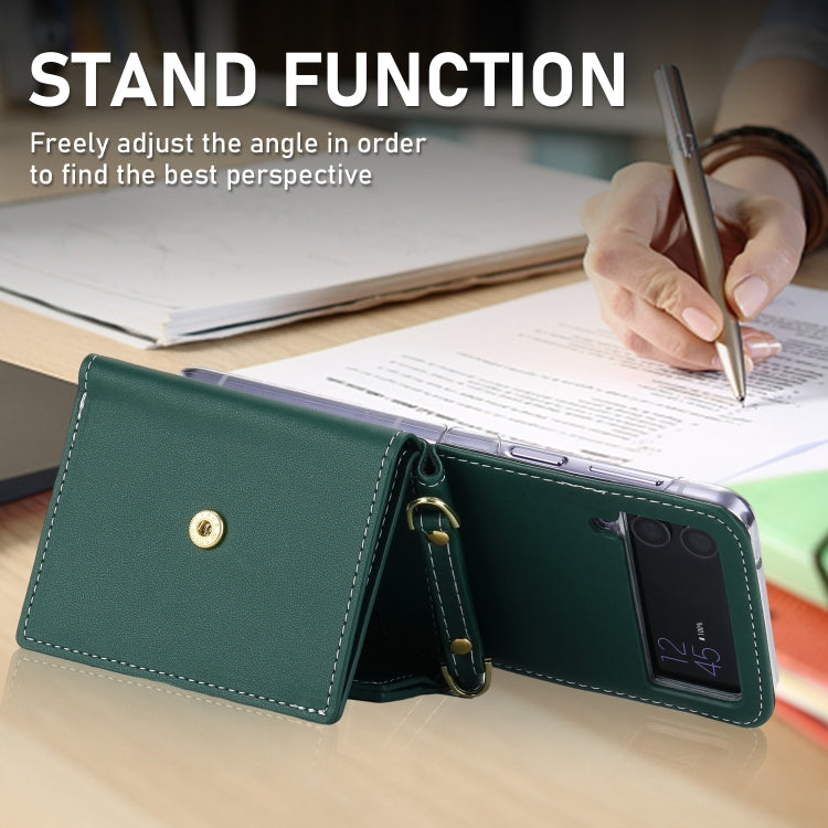 For Samsung Galaxy Z Flip3 5G POLA Color Block Love Buckle Multi-Card Slots Wallet Phone Case