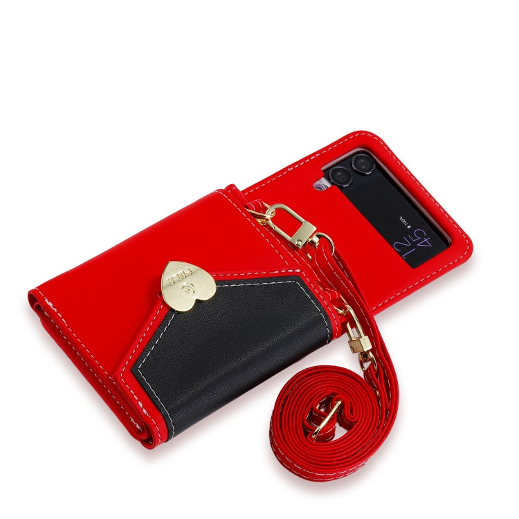For Samsung Galaxy Z Flip3 5G POLA Color Block Love Buckle Multi-Card Slots Wallet Phone Case