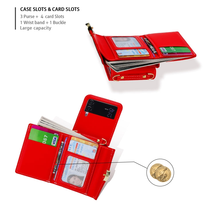 For Samsung Galaxy Z Flip3 5G POLA Color Block Love Buckle Multi-Card Slots Wallet Phone Case
