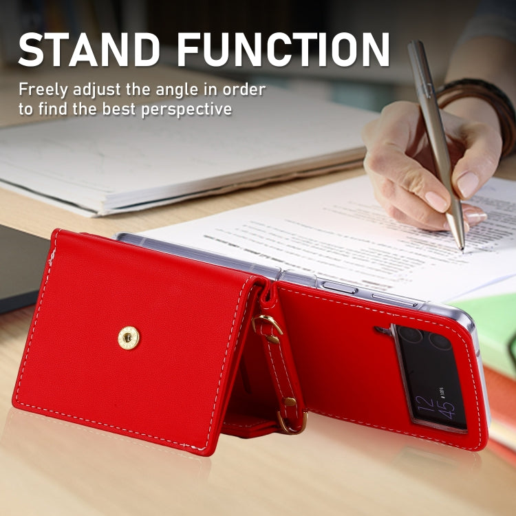 For Samsung Galaxy Z Flip3 5G POLA Color Block Love Buckle Multi-Card Slots Wallet Phone Case