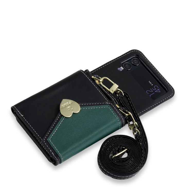 For Samsung Galaxy Z Flip3 5G POLA Color Block Love Buckle Multi-Card Slots Wallet Phone Case