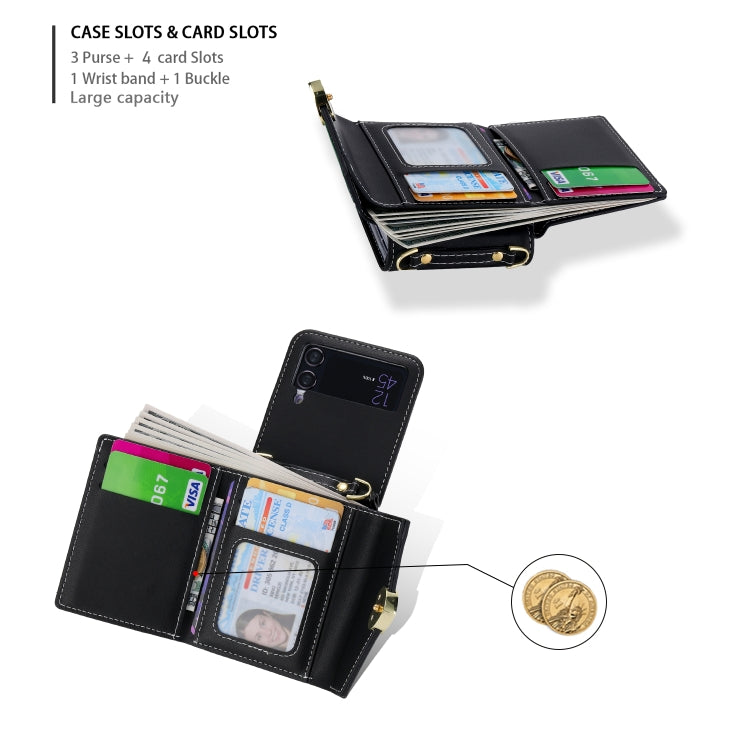 For Samsung Galaxy Z Flip3 5G POLA Color Block Love Buckle Multi-Card Slots Wallet Phone Case