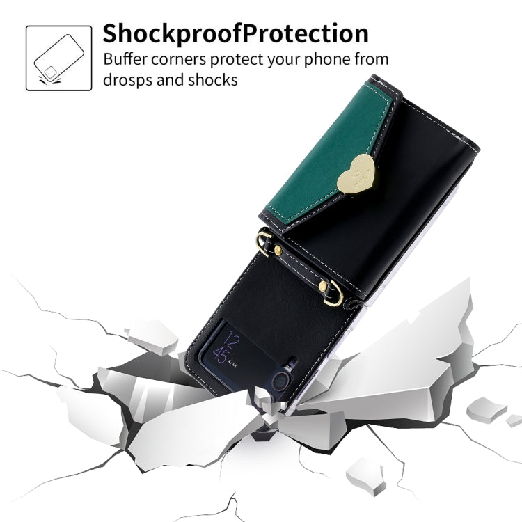 For Samsung Galaxy Z Flip3 5G POLA Color Block Love Buckle Multi-Card Slots Wallet Phone Case