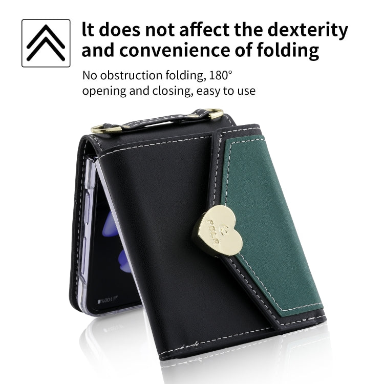 For Samsung Galaxy Z Flip3 5G POLA Color Block Love Buckle Multi-Card Slots Wallet Phone Case