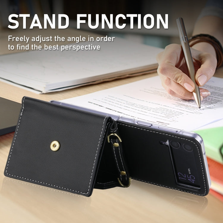 For Samsung Galaxy Z Flip3 5G POLA Color Block Love Buckle Multi-Card Slots Wallet Phone Case