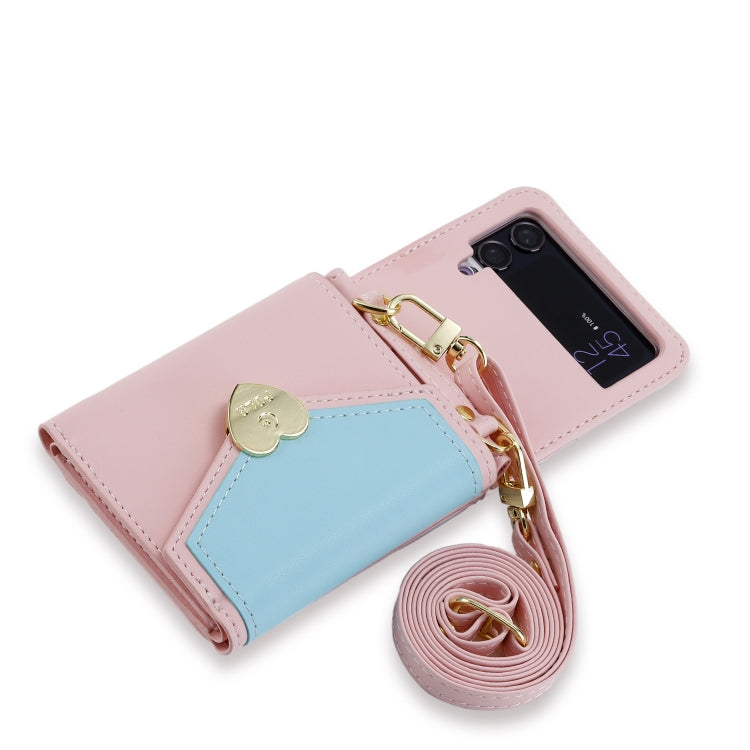 For Samsung Galaxy Z Flip3 5G POLA Color Block Love Buckle Multi-Card Slots Wallet Phone Case