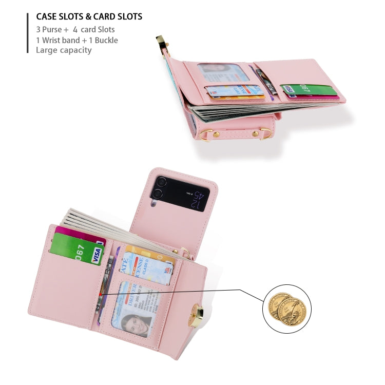For Samsung Galaxy Z Flip3 5G POLA Color Block Love Buckle Multi-Card Slots Wallet Phone Case
