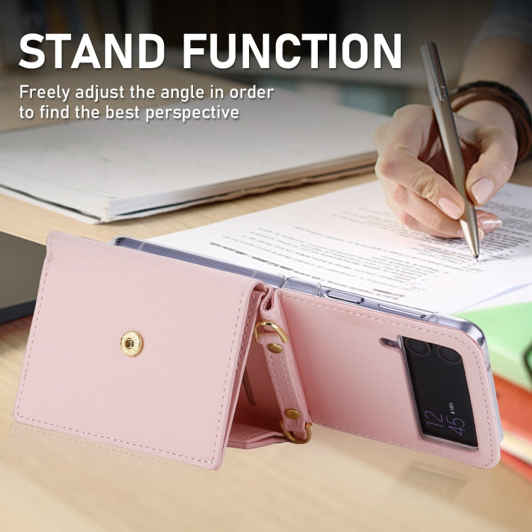 For Samsung Galaxy Z Flip3 5G POLA Color Block Love Buckle Multi-Card Slots Wallet Phone Case