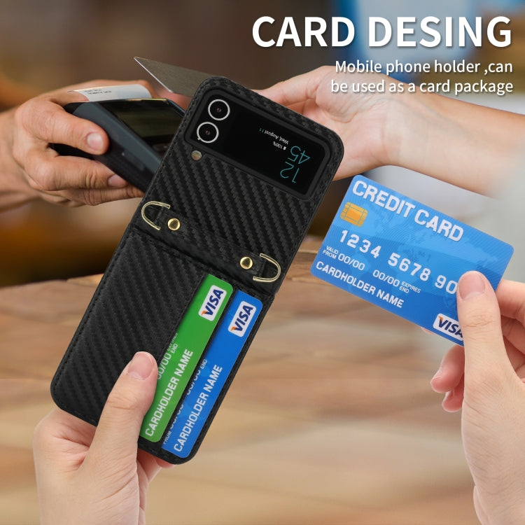 For Samsung Galaxy Z Flip4 POLA Light Luxury Card Slots Leather Phone Case