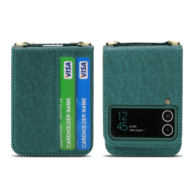 For Samsung Galaxy Z Flip4 POLA Light Luxury Card Slots Leather Phone Case