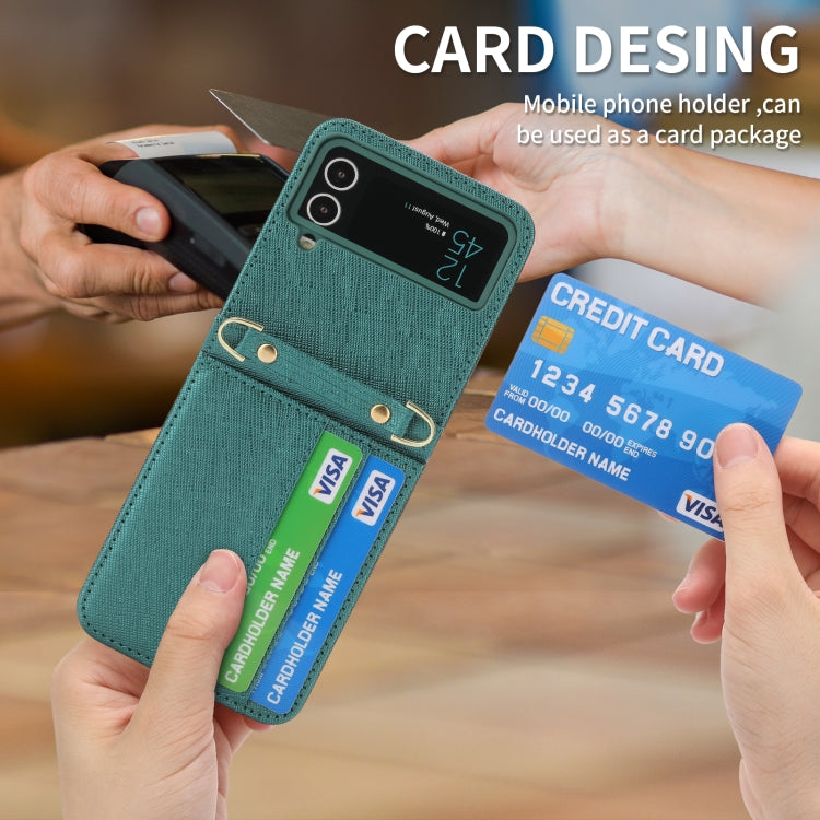 For Samsung Galaxy Z Flip4 POLA Light Luxury Card Slots Leather Phone Case