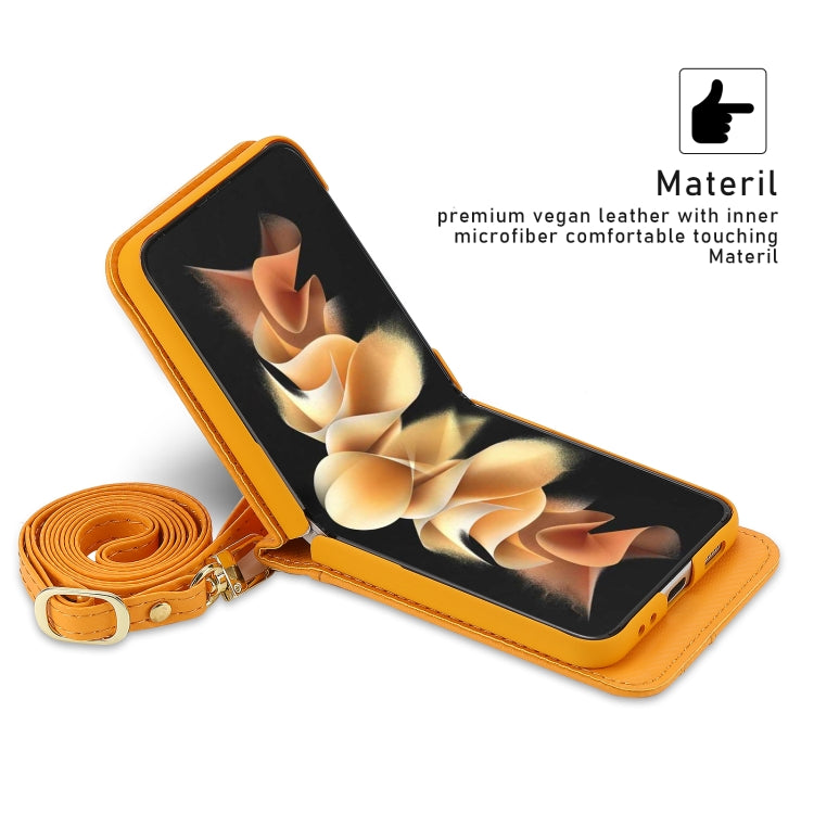 For Samsung Galaxy Z Flip4 POLA Light Luxury Card Slots Leather Phone Case