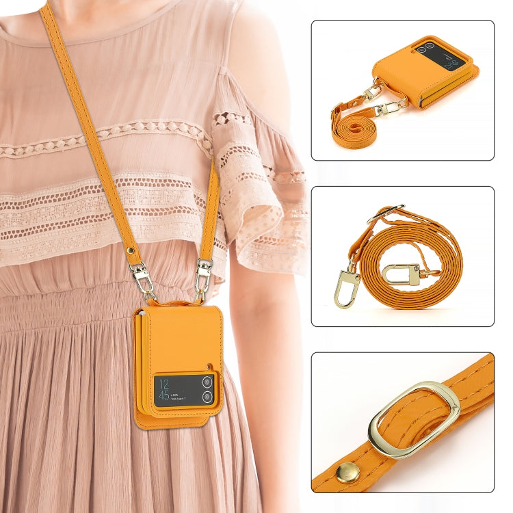 For Samsung Galaxy Z Flip4 POLA Light Luxury Card Slots Leather Phone Case
