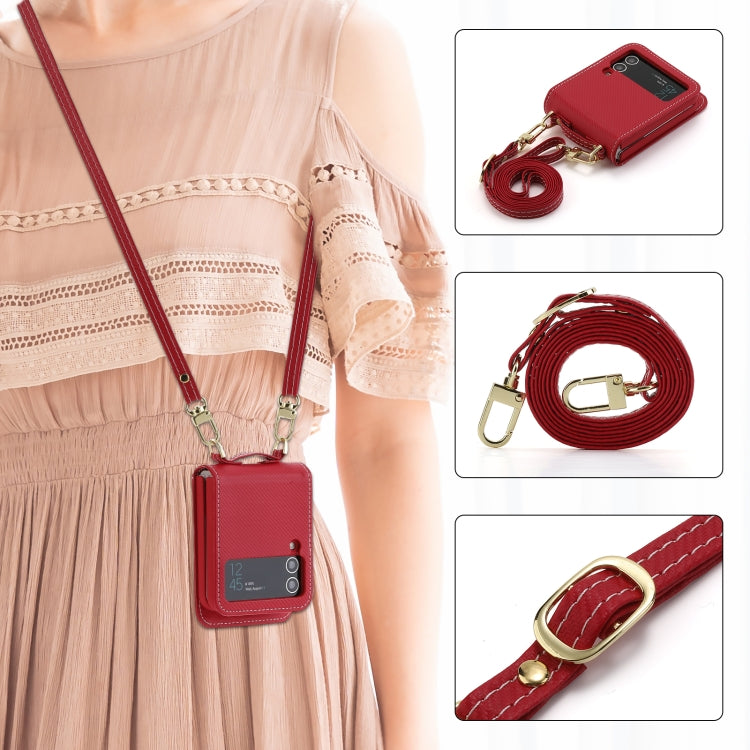 For Samsung Galaxy Z Flip4 POLA Light Luxury Card Slots Leather Phone Case