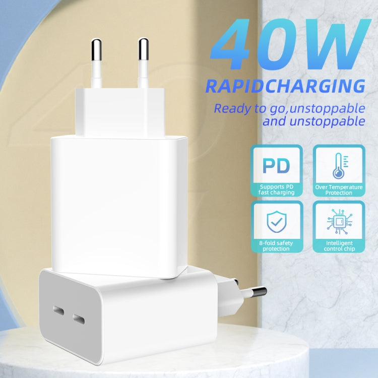 M160 PD 40W Dual Type-C Fast Charger, Specification:US Plug - White