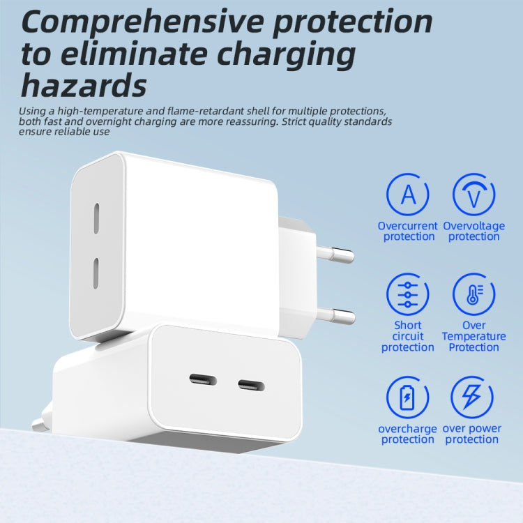 M160 PD 40W Dual Type-C Fast Charger, Specification:US Plug - White