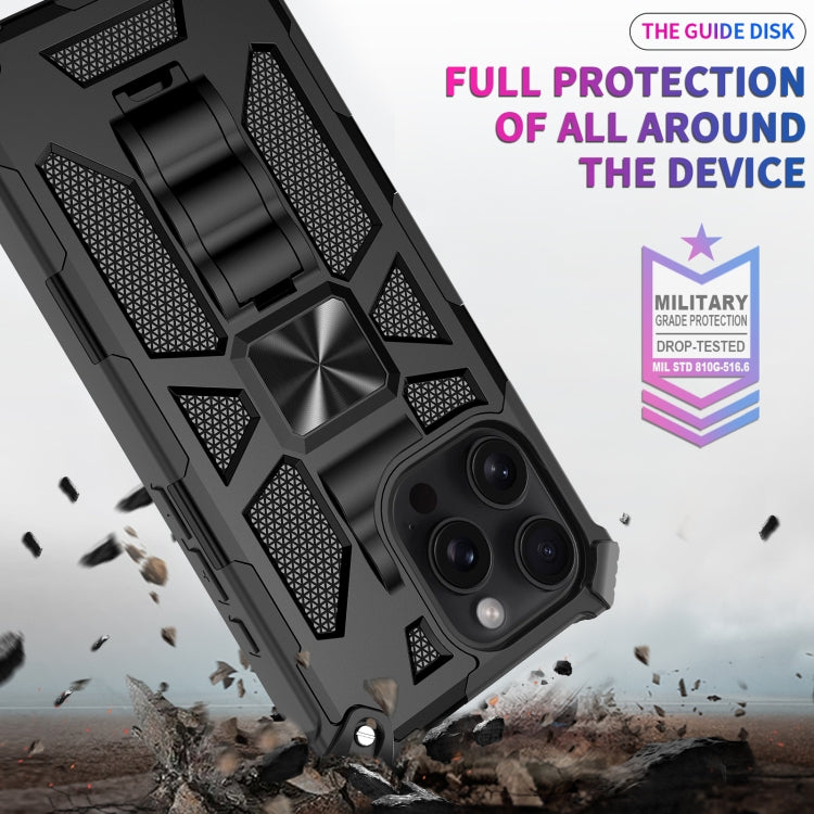 For iPhone 16 Pro Max Armor Shockproof TPU + PC Magnetic Phone Case with Holder