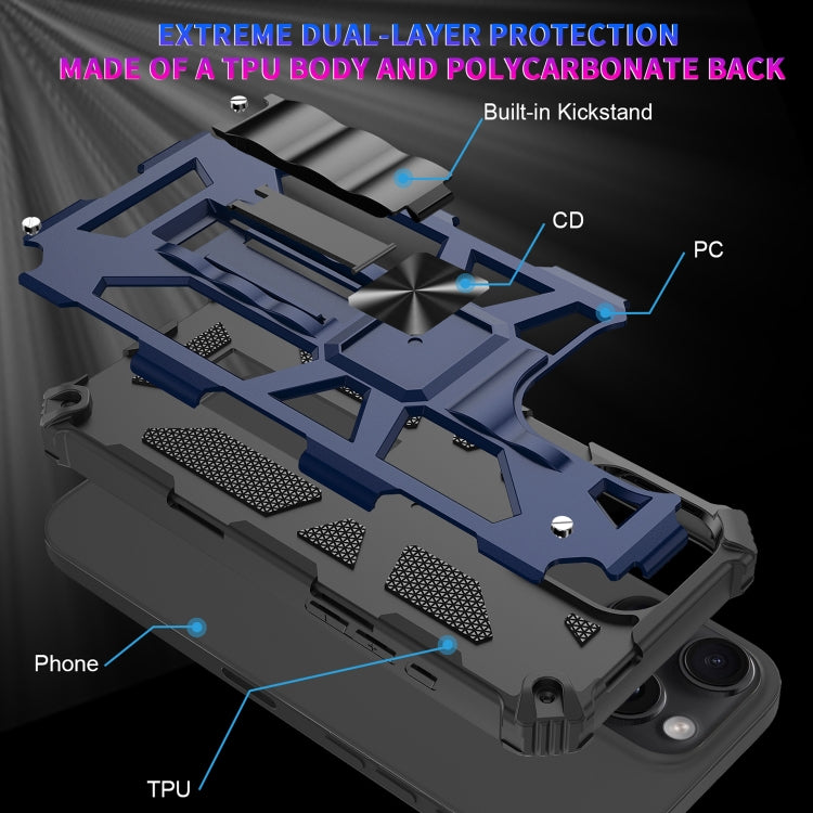 For iPhone 16 Pro Max Armor Shockproof TPU + PC Magnetic Phone Case with Holder