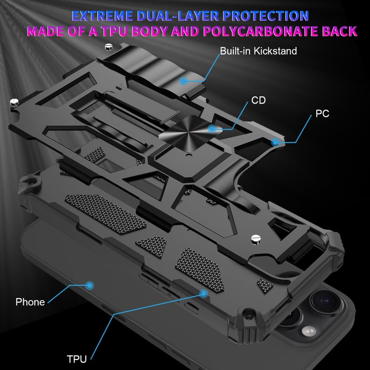 For iPhone 16 Pro Max Armor Shockproof TPU + PC Magnetic Phone Case with Holder