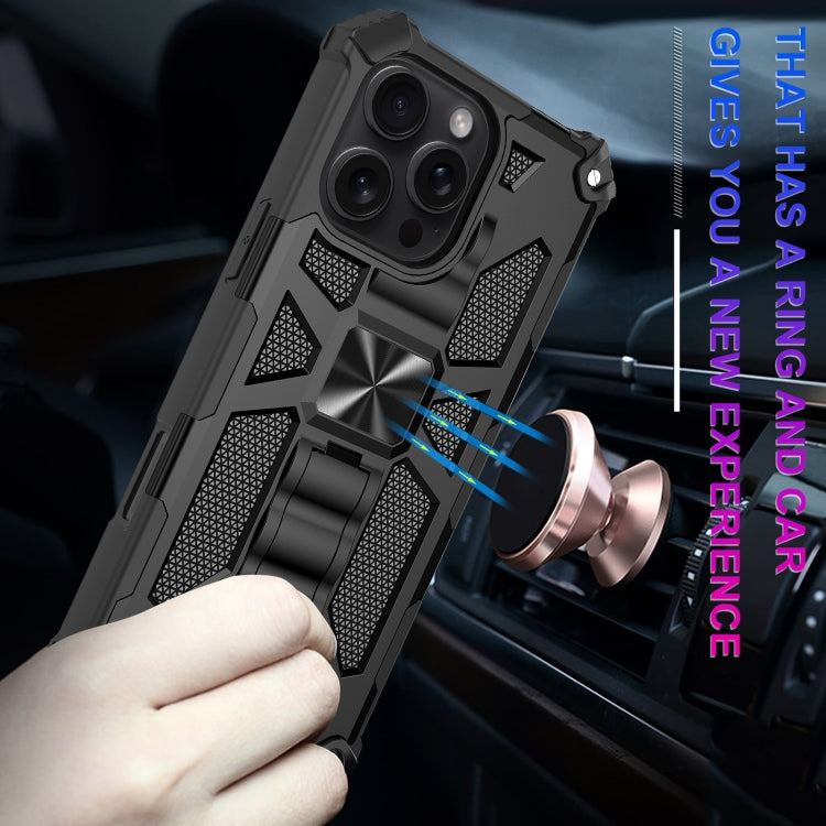 For iPhone 16 Pro Max Armor Shockproof TPU + PC Magnetic Phone Case with Holder