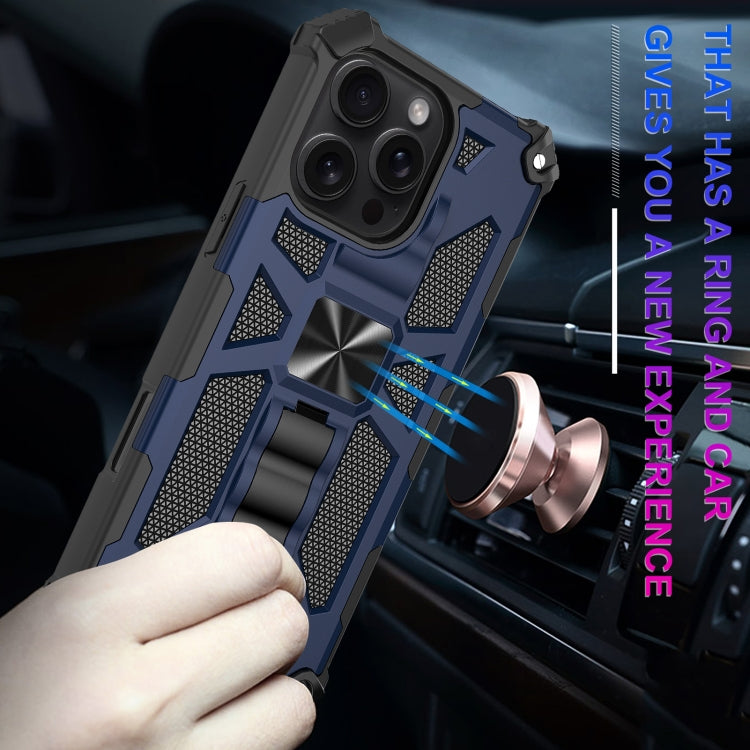 For iPhone 16 Pro Armor Shockproof TPU + PC Magnetic Phone Case with Holder