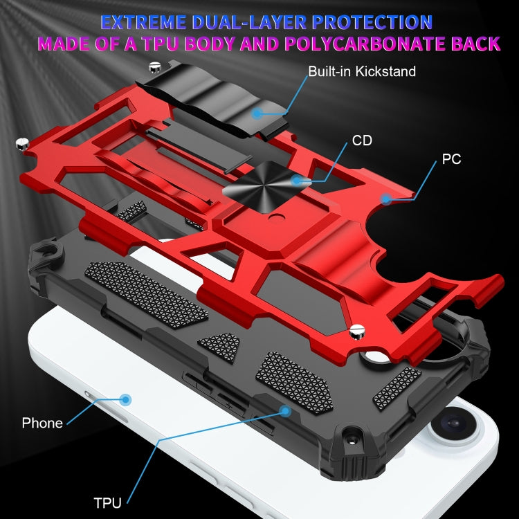 For iPhone 16 Plus Armor Shockproof TPU + PC Magnetic Phone Case with Holder