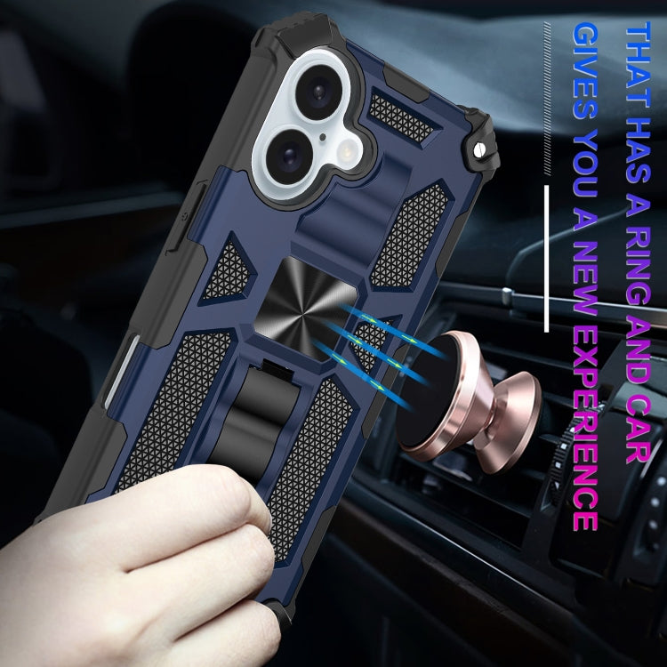 For iPhone 16 Plus Armor Shockproof TPU + PC Magnetic Phone Case with Holder
