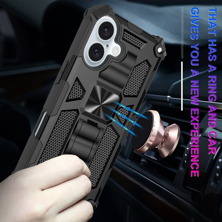 For iPhone 16 Plus Armor Shockproof TPU + PC Magnetic Phone Case with Holder
