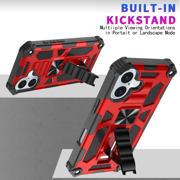 For iPhone 16 Armor Shockproof TPU + PC Magnetic Phone Case with Holder