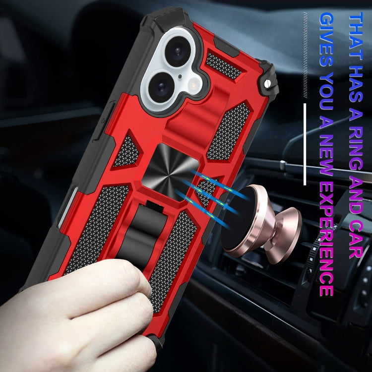 For iPhone 16 Armor Shockproof TPU + PC Magnetic Phone Case with Holder