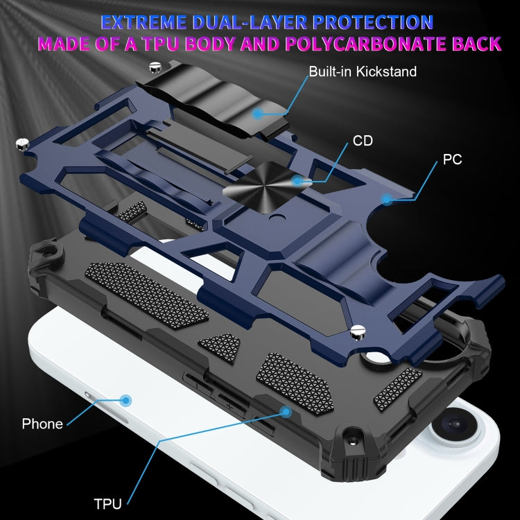 For iPhone 16 Armor Shockproof TPU + PC Magnetic Phone Case with Holder