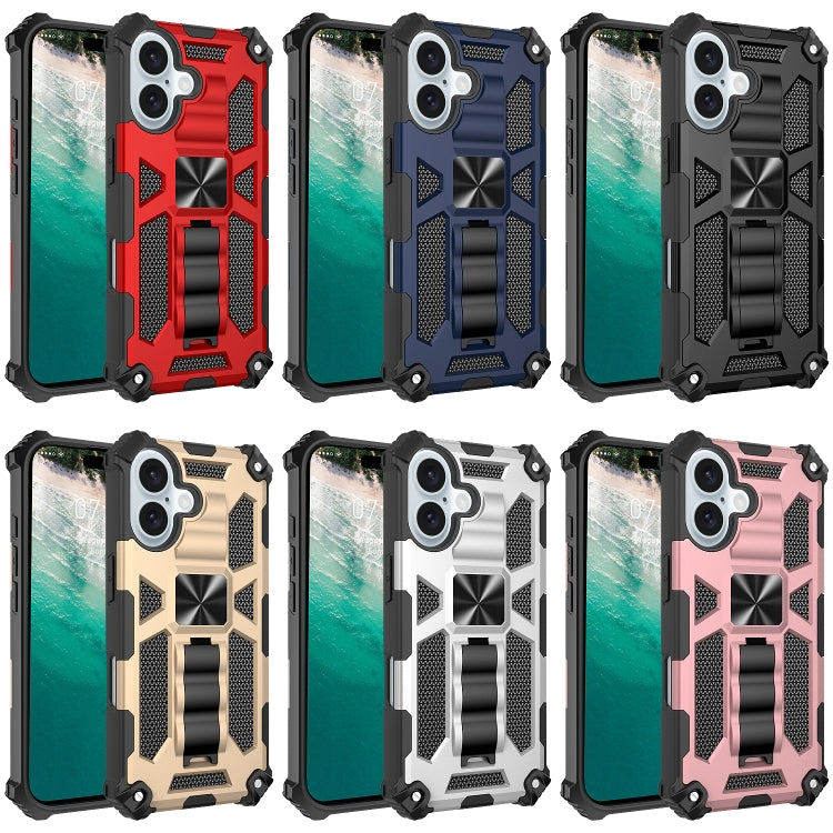 For iPhone 16 Armor Shockproof TPU + PC Magnetic Phone Case with Holder