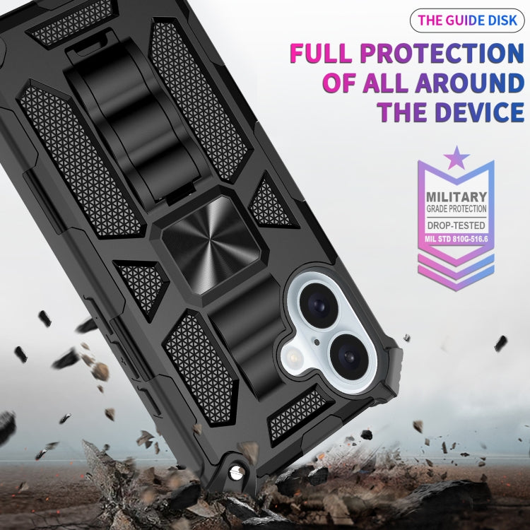 For iPhone 16 Armor Shockproof TPU + PC Magnetic Phone Case with Holder